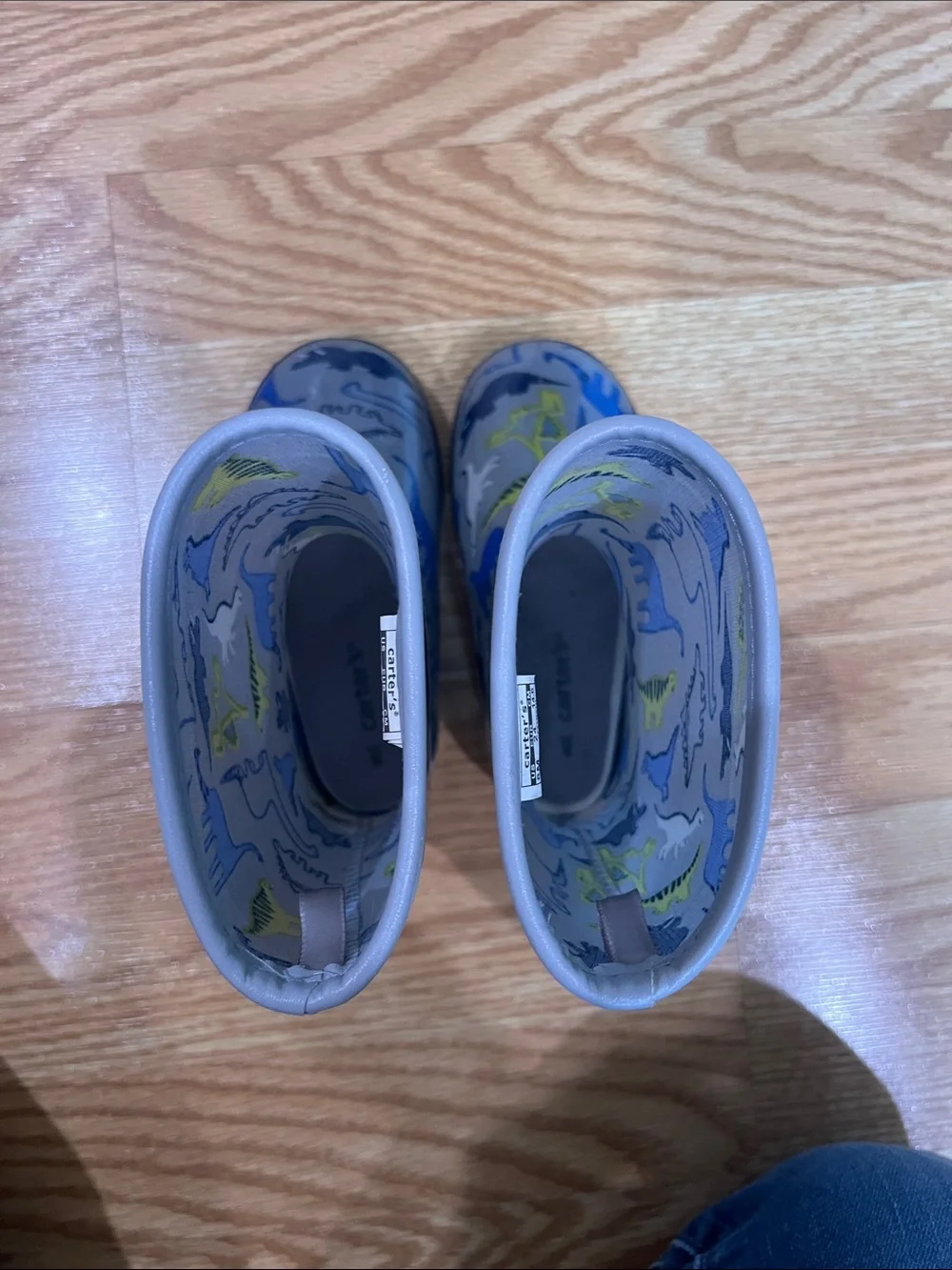 Carter’s Kids' Gray Dinosaur Rain Boots - Waterproof Toddler Boots